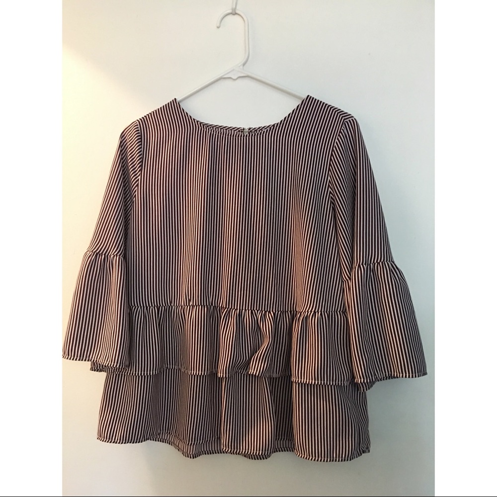 Striped ruffle blouse